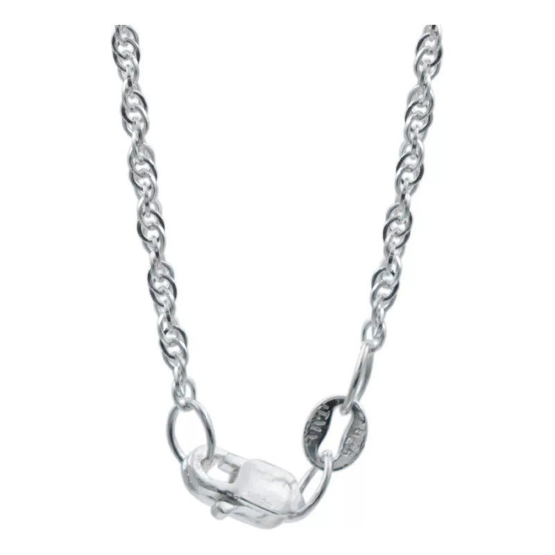 Cadena Delgada Torsal Mujer Plata Italy Ley 925 45cm X 1mm Plateado