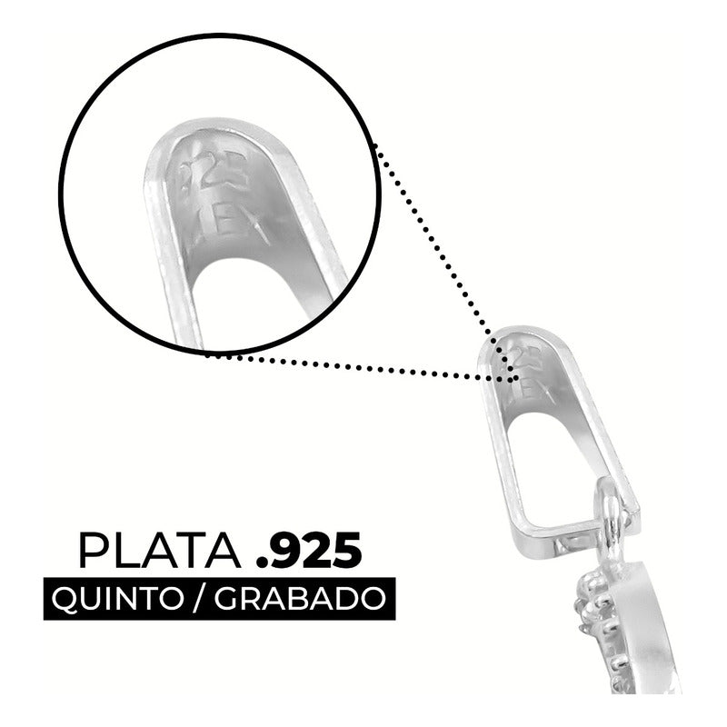 Dije Tetragrammatón Plata 925 Zirconias 3 Cm Amuleto Unisex Blanco