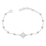 Pulsera Ajustable Nudo Bruja Zirconia Bola 3 Mm Plata 925