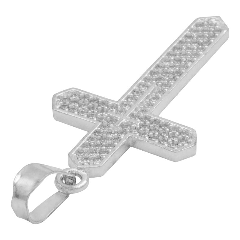 Dije Cruz Puntas Zirconias Hombre Regalo Plata 925 3.9 Cm