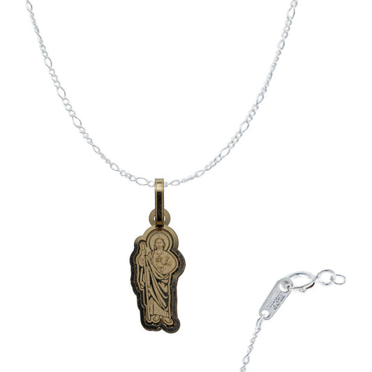 Dije Chico San Judas Laser Liso Mujer Regalo +cadena Oro10k Dorado Alto/ancho 26 Mm X 9 Mm