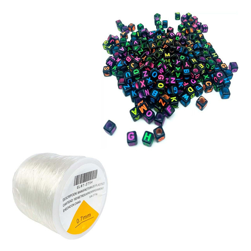 Armado Pulsera Bisuteria Letra 1200pzs + 100 Mts Hilo Nylon