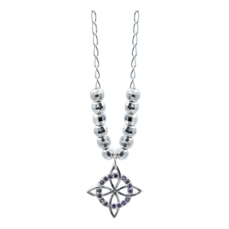 Collar Mini Nudo De Bruja Zirconia Bolita Diamtada Plata 925