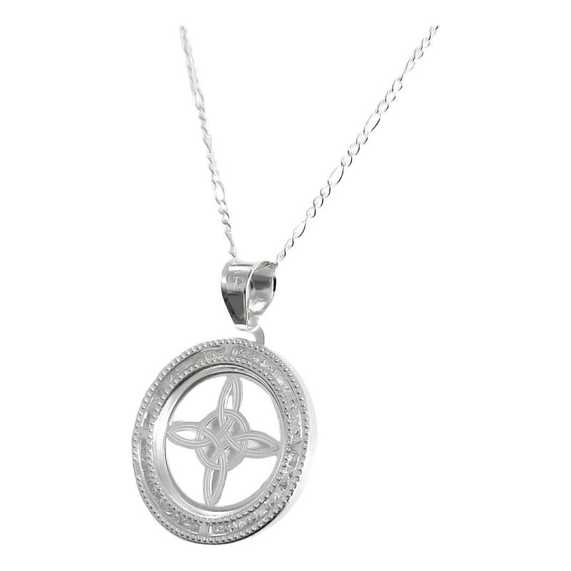 Collar Redondo Con Zirconias Nudo De Bruja Plata Ley S925