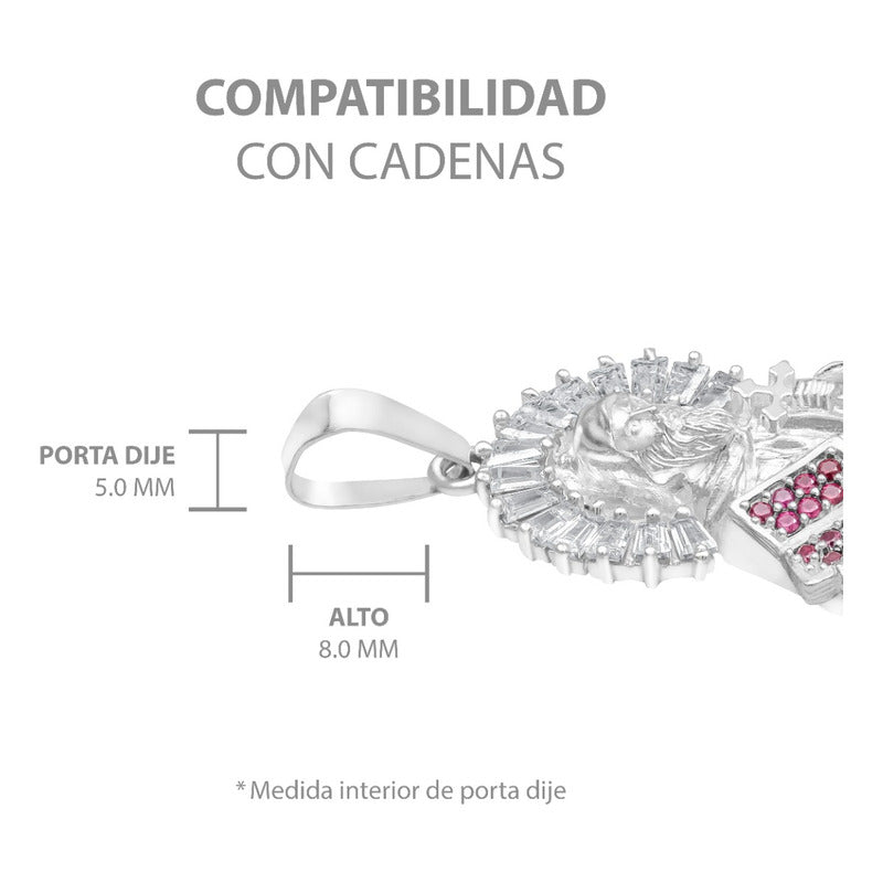 Dije Medalla San Benito Grande Protección Zirconia Plata 925 Café