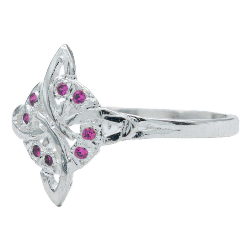 Anillo Nudo De Bruja Celta Diamantado Zirconias Plata S925