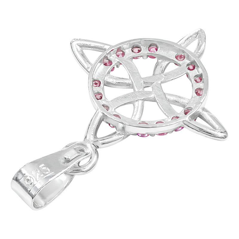 Dije Nudo De Bruja Celta Con Zirconias En Plata Solida 925 Rosa Alto/ancho 3.3 Cm X 2.3 Cm
