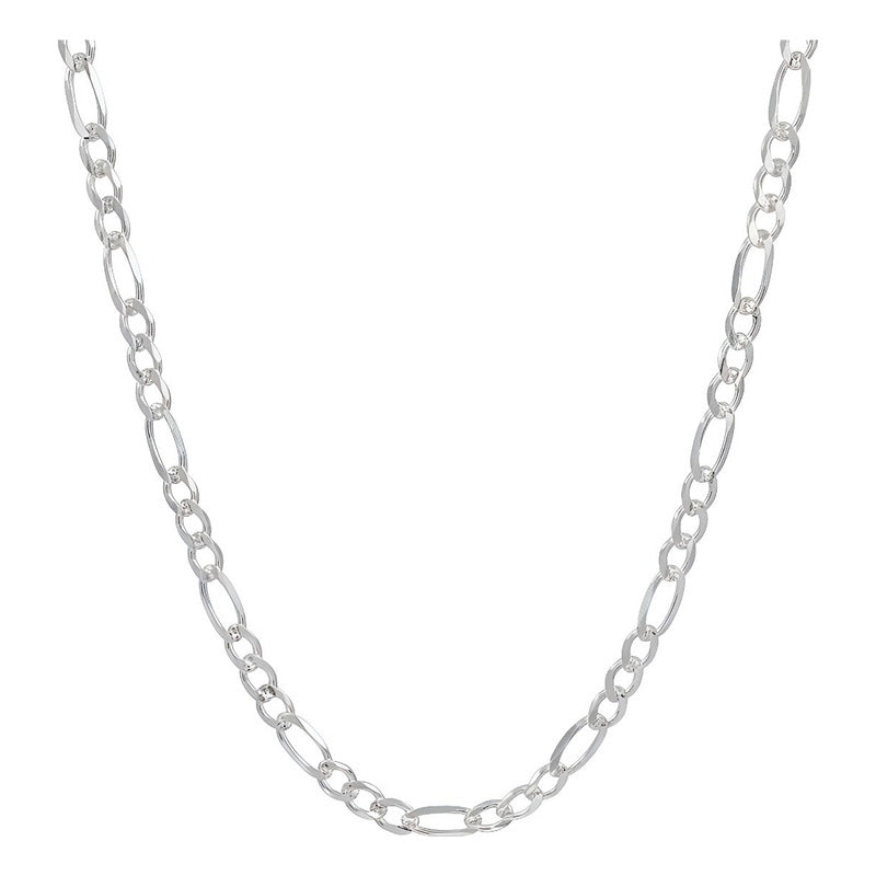 Cadena Figaro 3x1 Diamantada Hombre Plata 925 70 Cm X 9 Mm Plateado