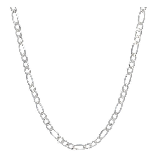 Cadena Figaro 3x1 Diamantada Hombre Plata 925 70 Cm X 9 Mm Plateado