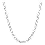 Cadena Figaro 3x1 Diamantada Hombre Plata 925 70 Cm X 9 Mm Plateado