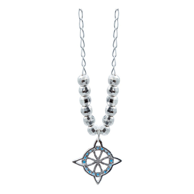 Collar Mini Nudo De Bruja Zirconia Bolita Diamtada Plata 925