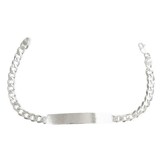Esclava Hombre Pulsera Cubana Plata 925 Placa Lisa 6 Mm