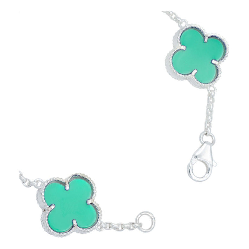 Pulsera Trebol Esmaltado Regalo Hombre Mujer Plata 925