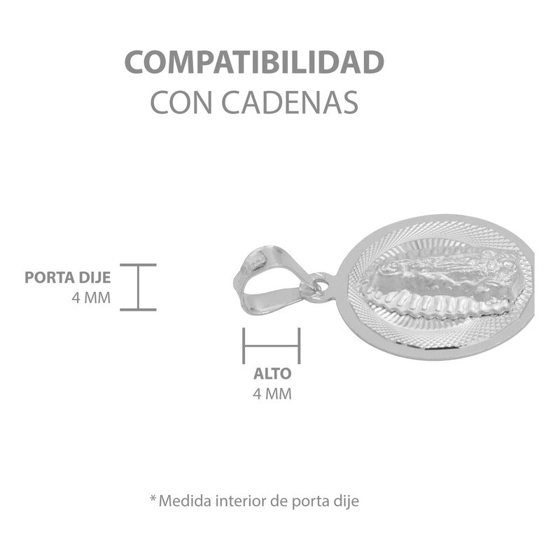 Dije Chico Diamantada Virgen Guadalupe Plata Ley 925 1.6 Cm