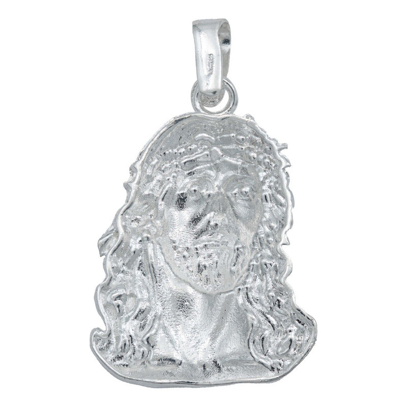 Dije Grande Divino Rostro Jesus Cruz Liso Plata 925