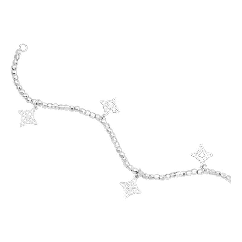 Pulsera Nudo Bruja Colagante Laser Bola Facetada Plata 925 Plateado 6 Cm 18 Cm