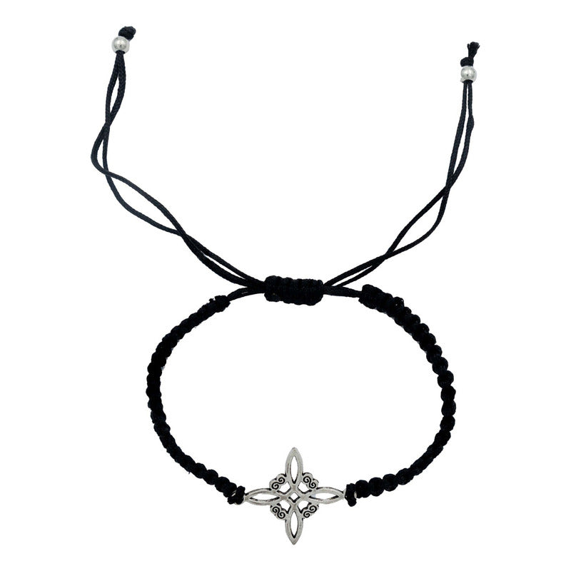 Pack 2 Piezas Pulseras Nudo De Bruja Artesanal Tejido Hilo Negro 1 Cm 1 Cm