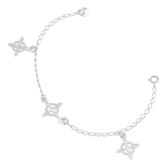 Pulsera Nudo De Bruja Colgantes Conector Liso Plata 925 Plateado 18 Cm