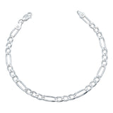 Esclava Pulsera Fígaro 3x1 Diamantada Unisex Plata S925 4 Mm