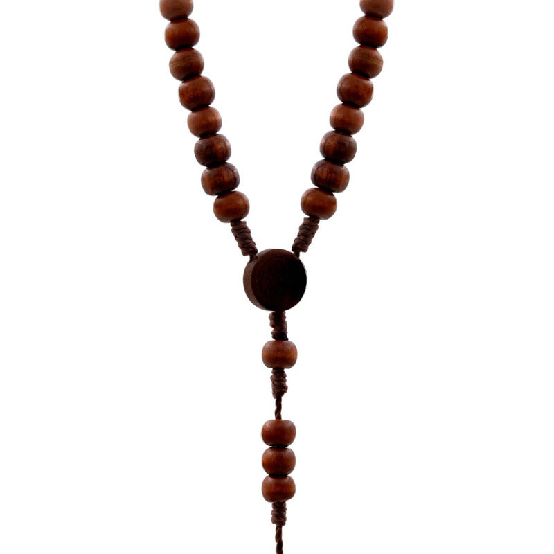 Rosario Católico Madera San Benito Cristo Virgen Grabados