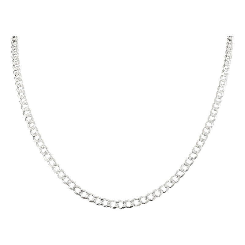 Cadena Cubana Diamantada Barbada Hombre Plata925 60cm X 5mm