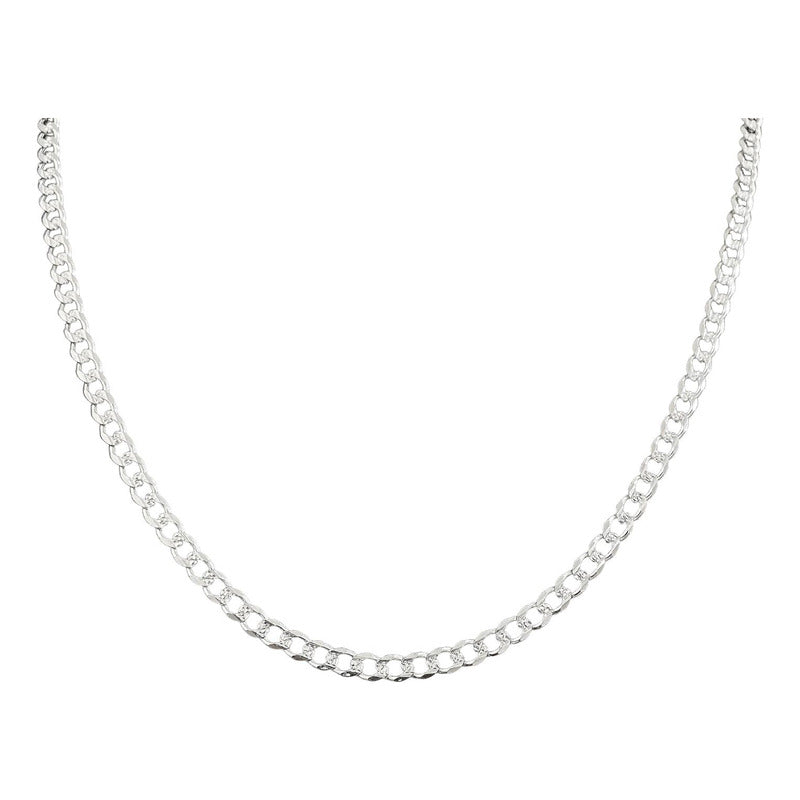 Cadena Cubana Diamantada Barbada Hombre Plata925 60cm X 5mm