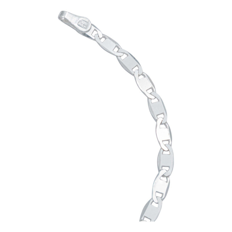 Pulsera Marinera Lisa Espejo Hombre Mujer Plata 925 4 Mm
