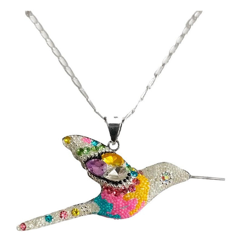 Collar Aretes Colibrí Artesanal Zirconias Plata Ley 925