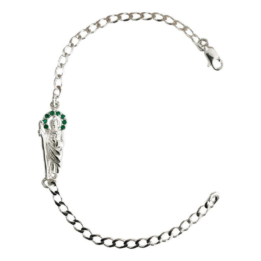 Pulsera Chica San Judas Tadeo Zirconias Plata Ley 925