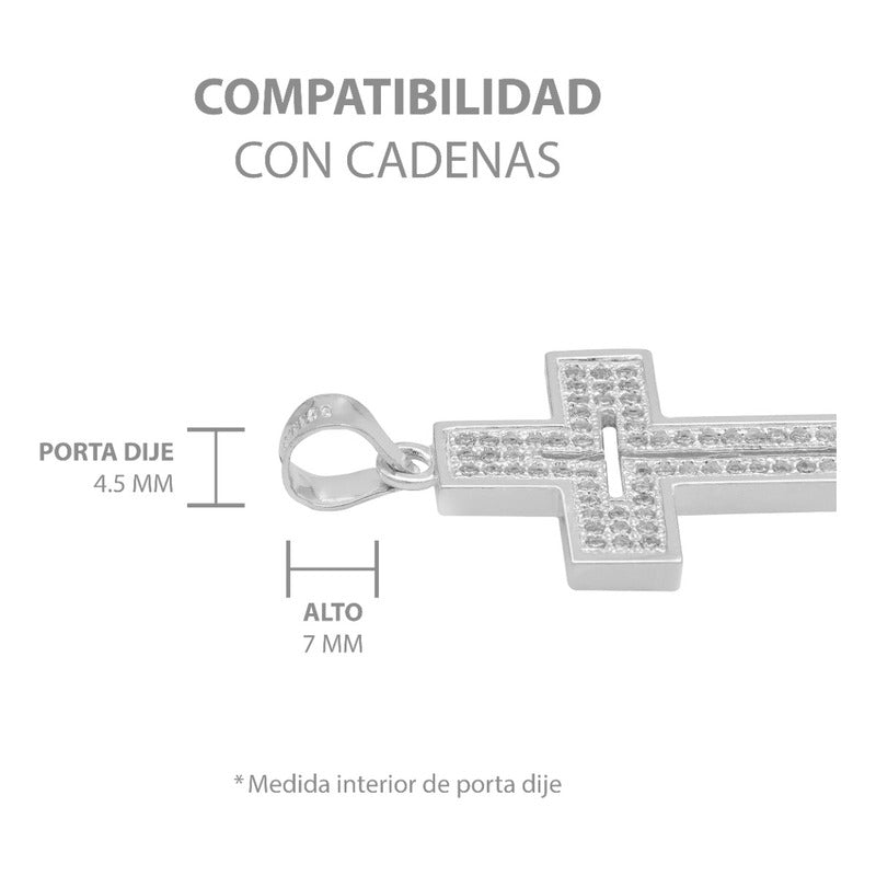 Dije Cruz Zirconias Hombre Mujer Regalo Plata 925 3.2 Cm