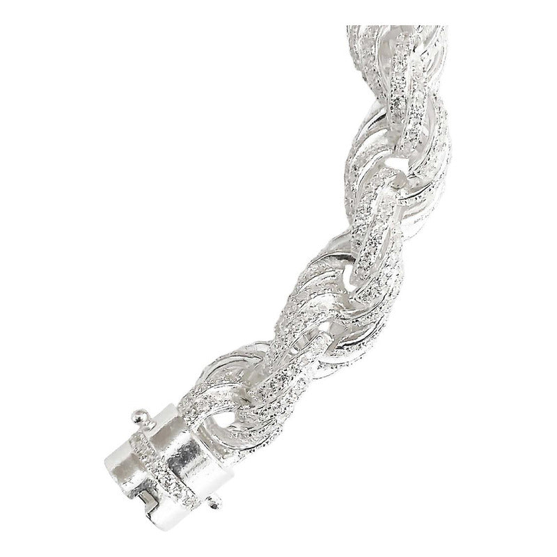 Pulsera Torzal Zirconias Hiphop Hombre Plata 925 1.2 Cm