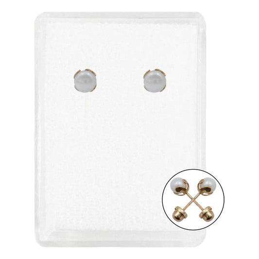 Arete Broquel Bola Perla Natural 5 Mm Mujer Regalo Oro 10k Alto/ancho 15 Mm X 5 Mm