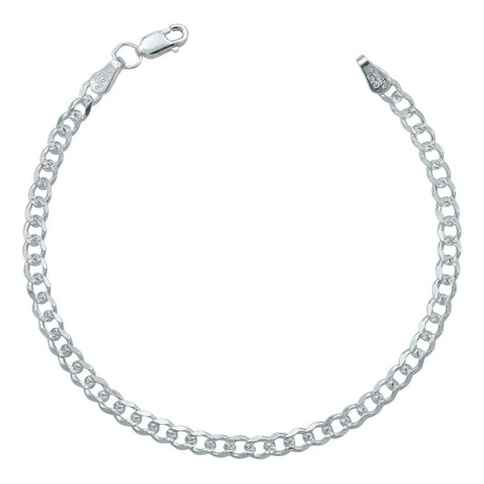 Esclava Pulsera Unisex Cubana Diamantada Plata S925 4 Mm