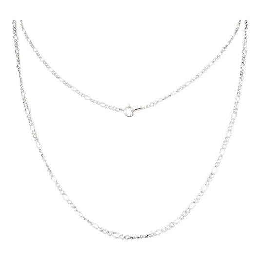 Cadena Tejido Fígaro 3x1 Plata Solida 925 55cm X 0.15cm Plateado