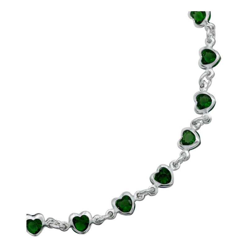 Pulsera Corazones Zirconias Amor Mujer Regalo Plata 925