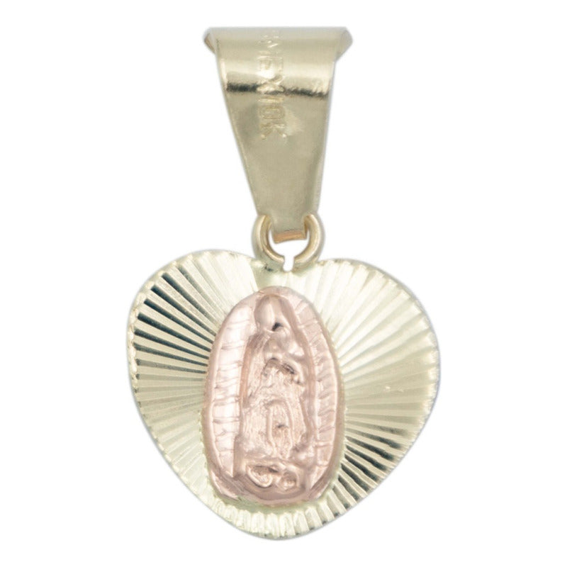 Dije Virgen Guadalupe Corazón Diaman Oro 10k + Cadena Regalo