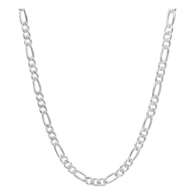 Cadena Figaro 3x1 Diamantada Hombre Plata 925 45 Cm X 6 Mm Plateado