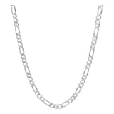 Cadena Figaro 3x1 Diamantada Hombre Plata 925 45 Cm X 6 Mm Plateado