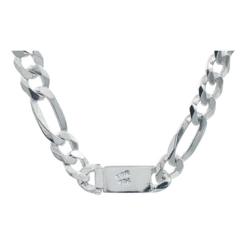 Cadena Diamantada Artesanal Figaro 3x1 Plata 925 75cm X 7mm
