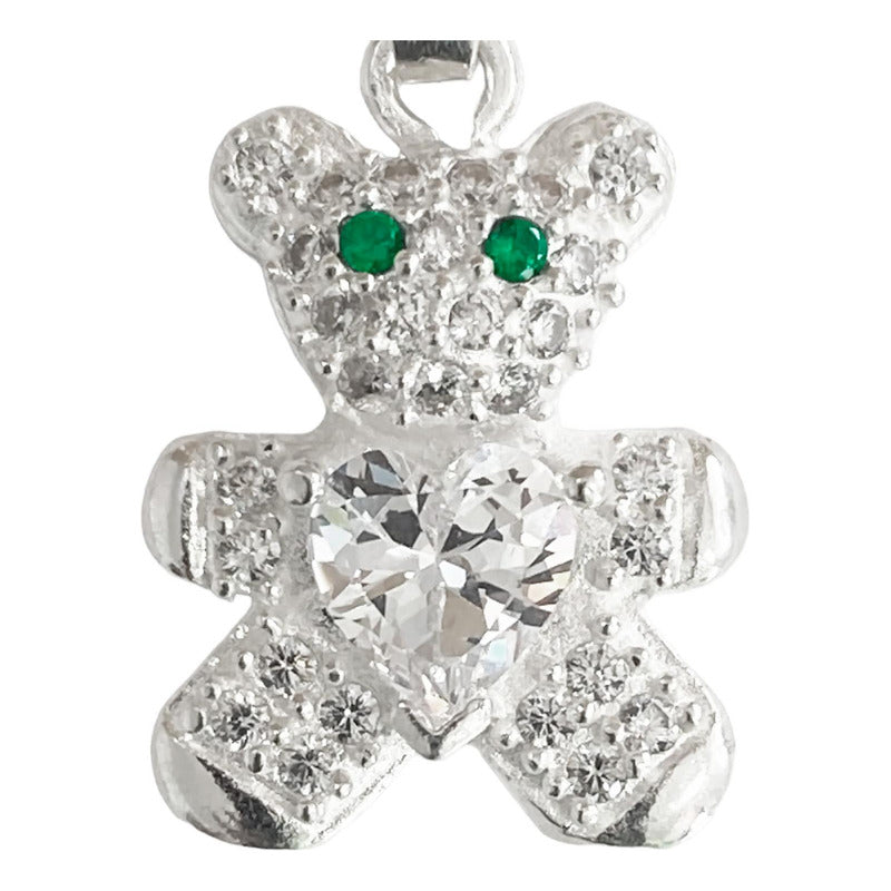 Dije Osito Corazón Amor Zirconias Regalo Plata Ley 925
