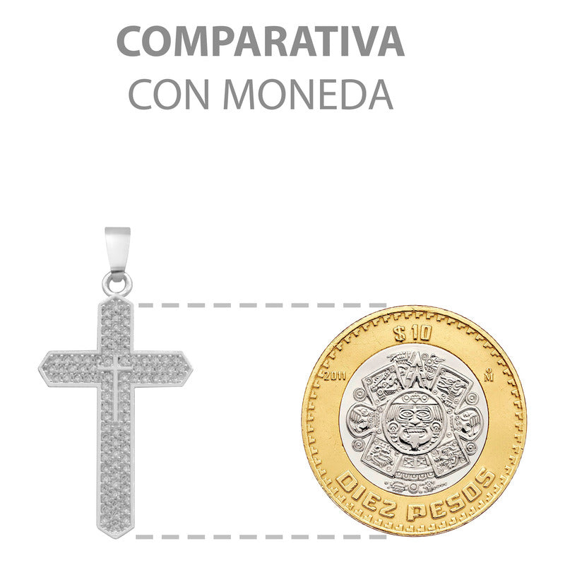 Dije Cruz Zirconias Hombre Mujer Regalo Plata 925 4 Cm Plateado