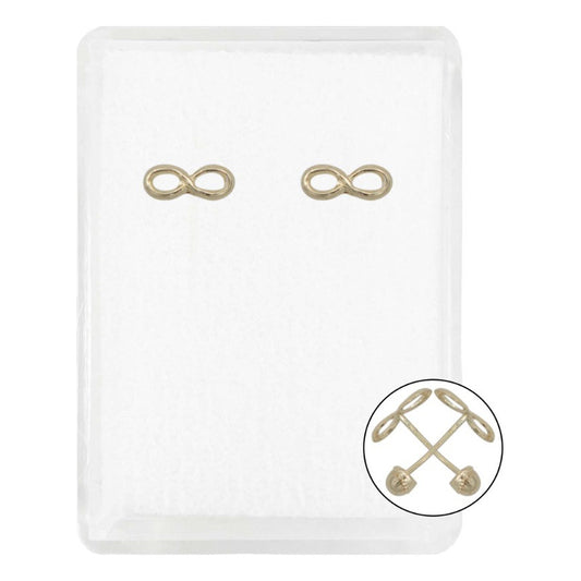 Arete Broquel Chico Infinito Liso Mujer Regalo Oro 10k