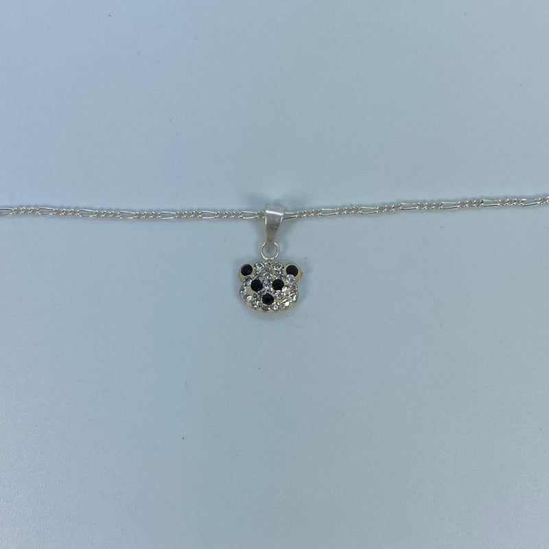 Cadena De Plata 3x1 Con Dije De Carita Oso Plata Solida 925