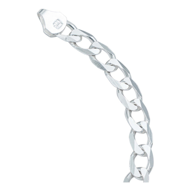Pulsera Cubana Gruesa Lisa Hombre Plata 925 6 Mm Color Plateado Diámetro 6 Cm Largo 21 Cm