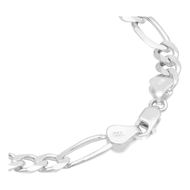 Pulsera Santa Muerte Zirconias Figaro 3x1 Plata 925 6 Mm Negro 6 Cm 21 Cm