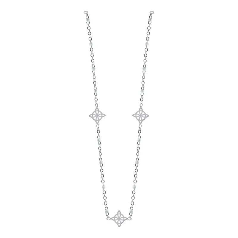 Collar Nudo De Bruja Esotérico Bolita Acero Inoxidable Mujer Blanco