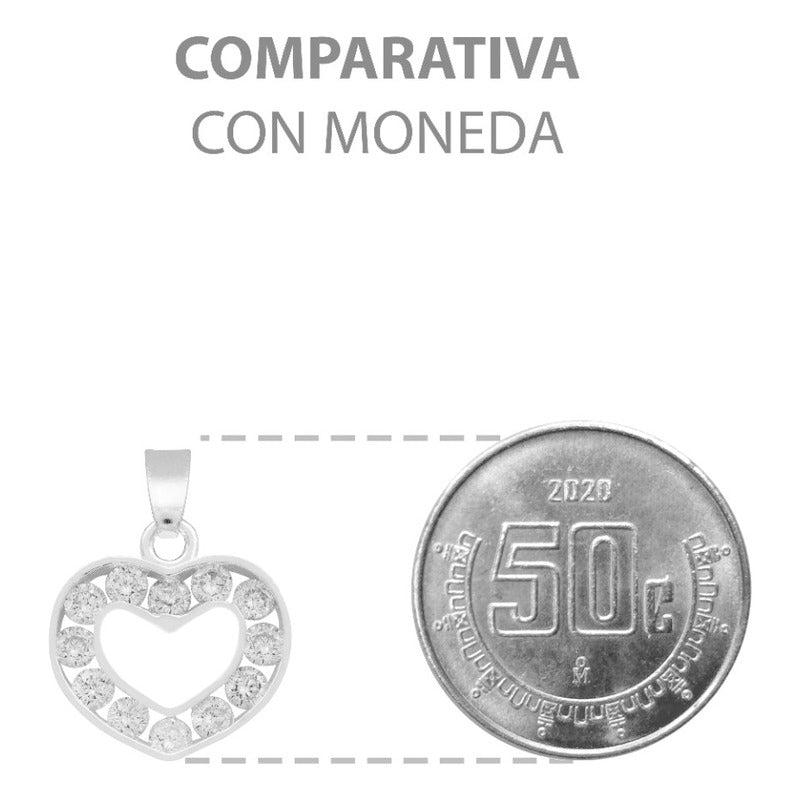 Dije Corazón Zirconia Mujer Amor Regalo Mamá Plata 925 1.7cm