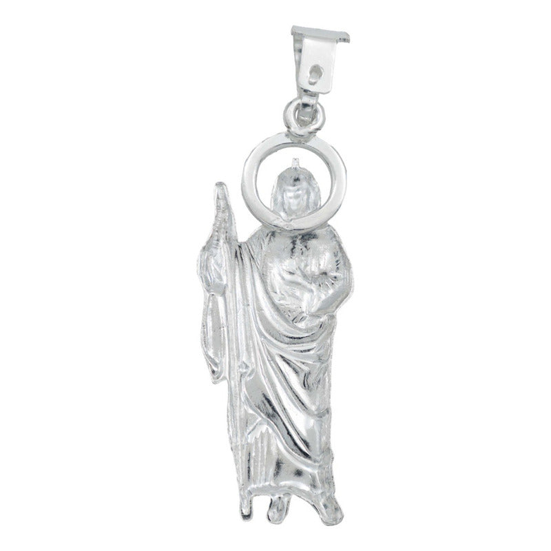Dije San Judas Mediano Troquel Diamantado Plata 925 5.2 Cm