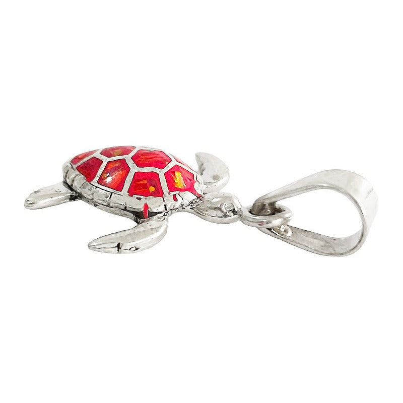 Dije Tortuga Con Piedra Natural Tallada De Plata Solida 925