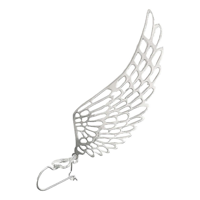Aretes Grande Gancho Colgantes Alas Angel Plata Ley 925